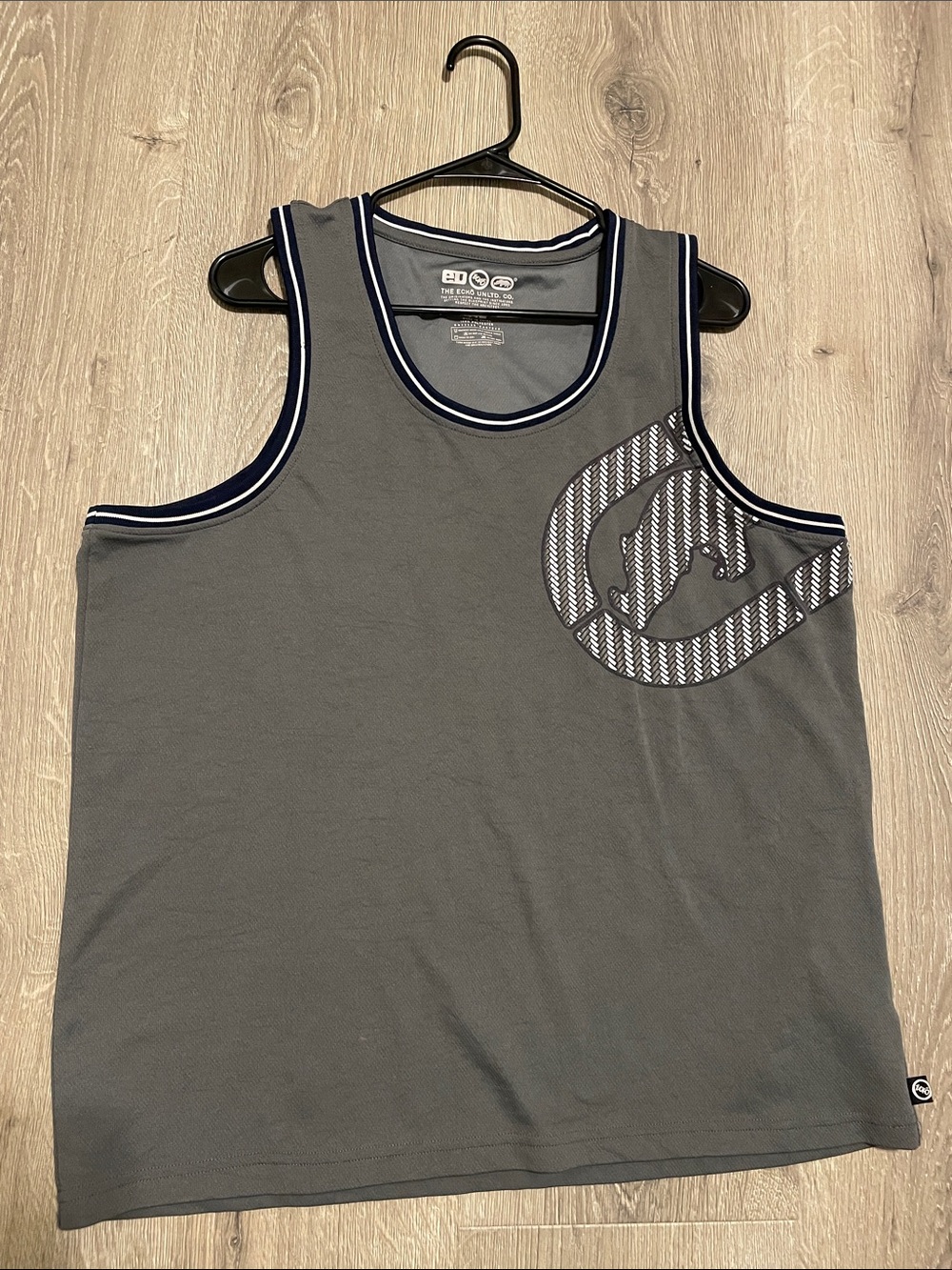 Ecko Unlimited Gray Tank with Navy-Trim Logo